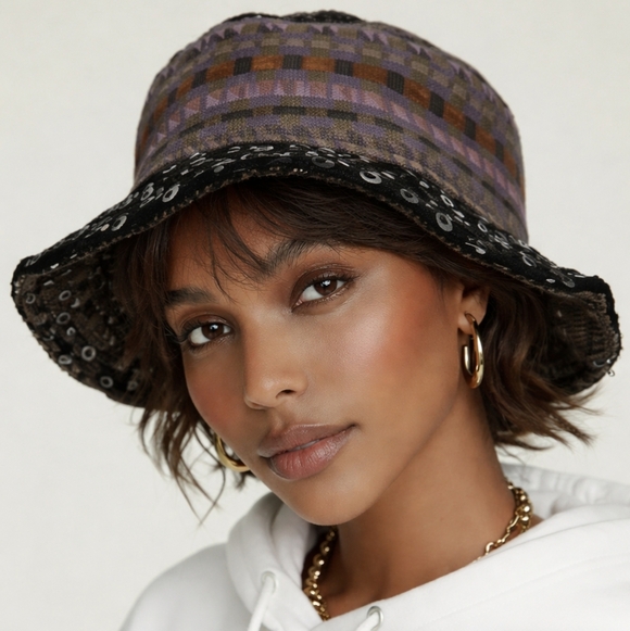 M. Gregg Studio Sequin Embellished Black Patchwork Brimmed Hat M main image 8